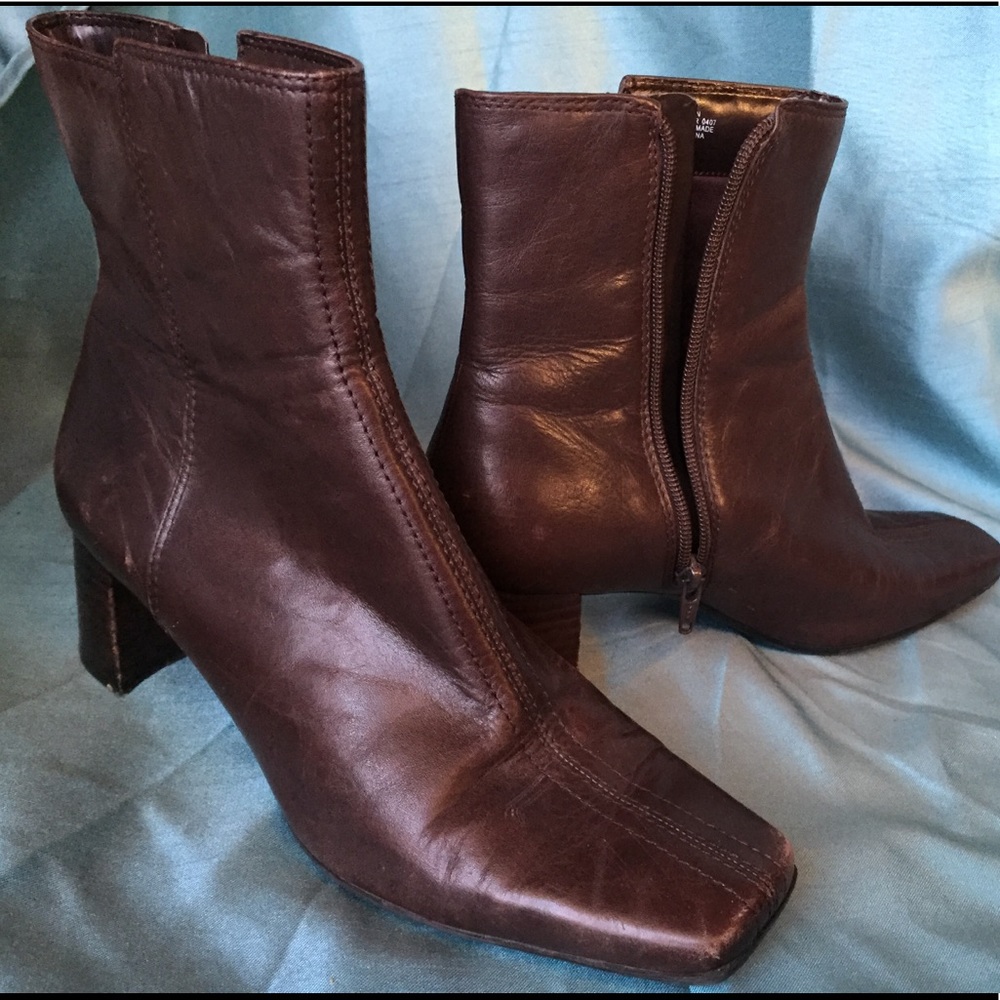 Brown Leather Boots - Nine West